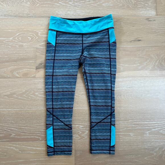 Lululemon Bundle 3 Cropped Leggings sz 8 Camo Striped Checked - Picture 2 of 9